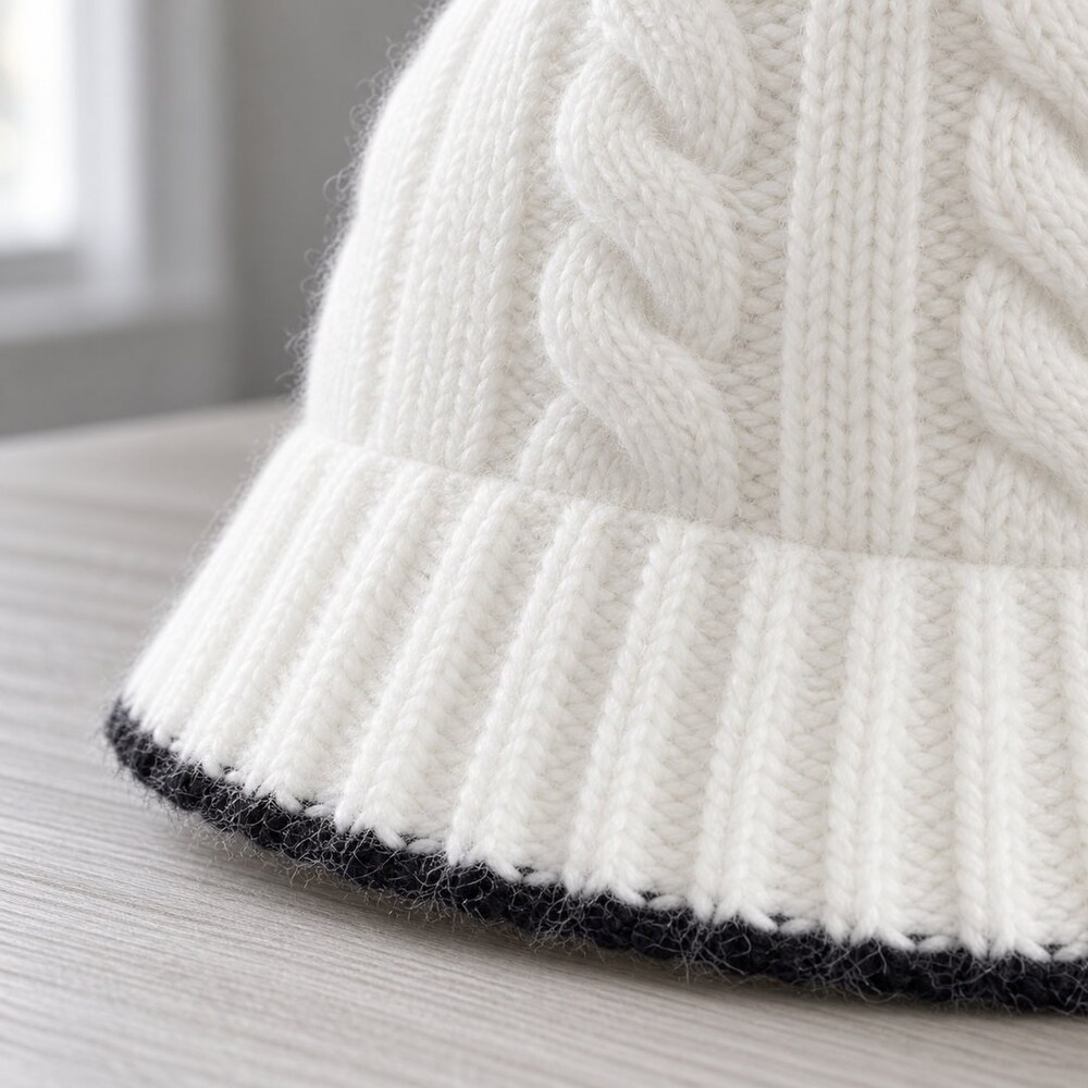 CELINE White Triomphe Knit Bucket Beanie - Picture 6 of 6